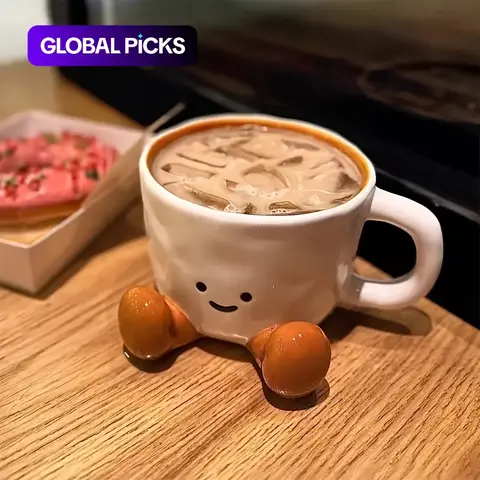 Cute Cartoon Foot Design Ceramic Mug, 1 Count Novelty Coffee Mug Creative Coffee Cup with Handle, Stylish Drinking Cup for Home & Office Use, Gift for Friend, Ceramic Printed Drinkware #GLOBAL PICKS