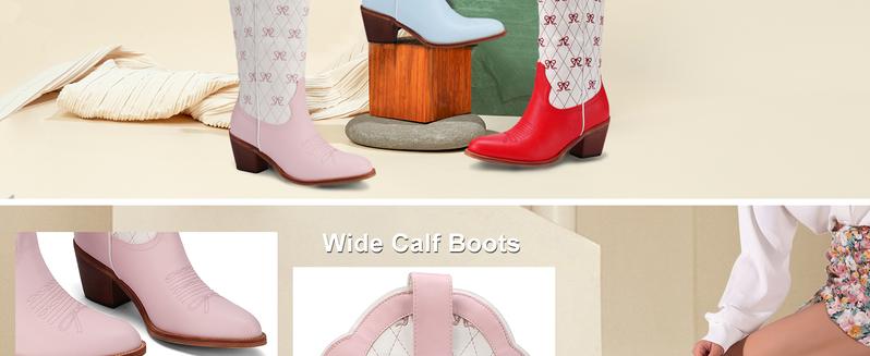 Chic Women's Cowboy Boots | Elegant Bow Embroidery & Color-Block Design on Knee-High Shaft | Pointed Toe & Chunky Heel for a Bold Western Look | Perfect for Prom, Party, or Dressy Casual Occasions. Chic Women's Cowboy Boots | Elegant Bow Embroidery & Color-Block Design on Knee-High Shaft | Pointed Toe & Chunky Heel for a Bold Western Look | Perfect for Prom, Party, or Dressy Casual Occasions.