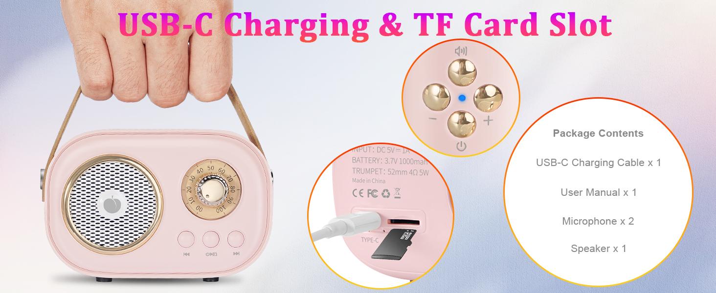 PRUNUS C20 Mini Karaoke Machine Portable Bluetooth Speaker with Wireless Microphone 6 Sound Modes for Adults&Kids Birthday Home Farmily Friends Party Gifts for Girls Boys Friends Ktv speaker PRUNUS C20 Mini Karaoke Machine Portable Bluetooth Speaker with Wireless Microphone 6 Sound Modes for Adults&Kids Birthday Home Farmily Friends Party Gifts for Girls Boys Friends Ktv speaker