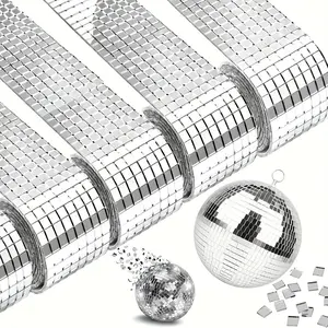YITAP Self-Adhesive Silver Mirror Tile, 2 Rolls of Mirroring Mosaic Pieces, Square Mini Stickers for Handicrafts and Home Decoration, Self Adhesive Tiles