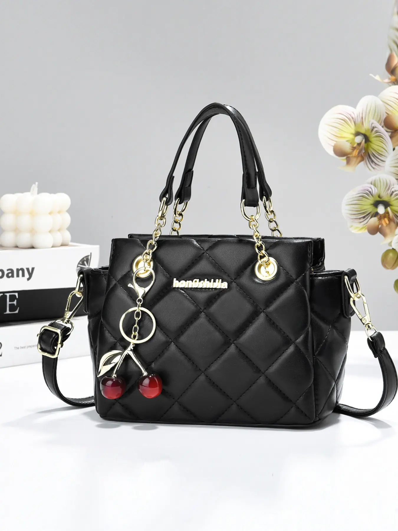 Fashion Cherry Charm Vintage Crossbody Handbag, Large Capacity Multifunctional Shoulder Bag, Stylish Women's Backpack for Travel & Shopping