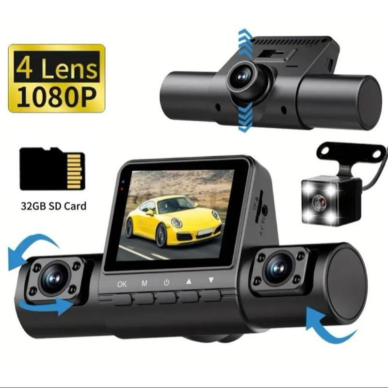 4-Channel Car DVR, 1 Count Front & Rear & Inside Left & Inside Right Dashcam Camera with 32GB SD Card, Car DVR, Car Electronics Accessories