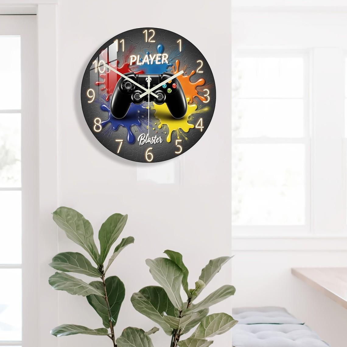 Game Controller Theme Acrylic Wall Clock, Silent Movement, Home Decor, Gaming Room, Perfect Gift for Gamers, Birthday, Halloween, Easter, Christmas