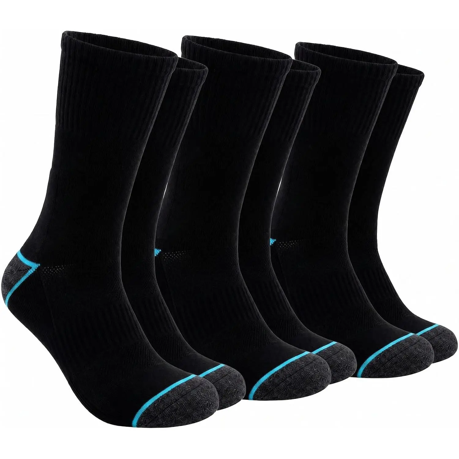 Kodal Men's Socks for Work Durable Cushioned Crew Socks for Boots 3 Pairs| Moisture Wicking and Breathable Mid Calf Socks for All-day Heavy Labor, Gifts for Father Boyfriend Size 6-14
