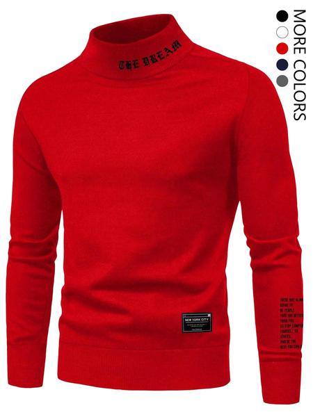 Men's Casual Slim Fit Basic Tops Knitted Lightweight Turtleneck Pullover Sweater Knitwear, Mens Long-Sleeved Urban Style Sweashirt, Soft And Warm For Everyday Wear In Fall Outfits And Winter Outfits