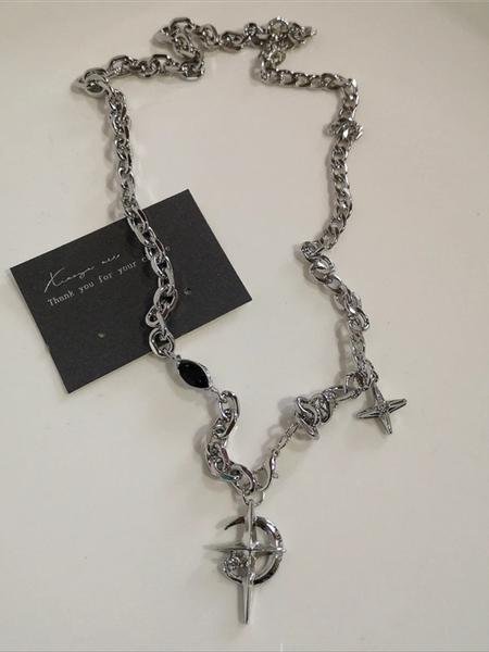 Punk Trendy Cross Star Heart Pendant Necklace Set, Hip Hop Street Style Unisex Couple Design, Perfect for Party Vacation Daily Wear, Fashionable Jewelry Accessories