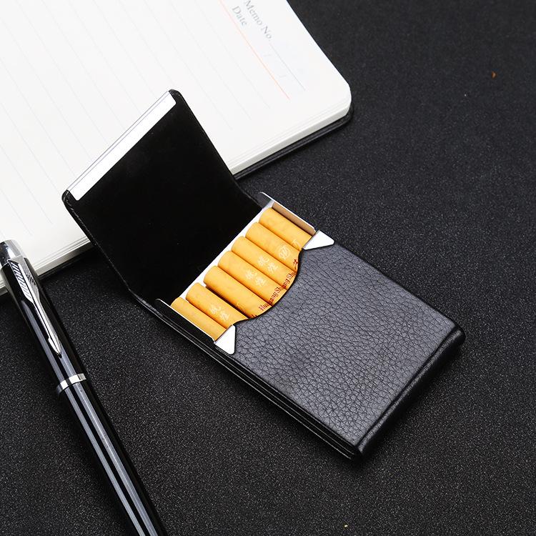 Vertical Stainless Steel Hardware Metal Leather Cigarette Case Metal Cigarette Case, Business Cigarette Bag, Fashion Gentleman Cigarette Bag