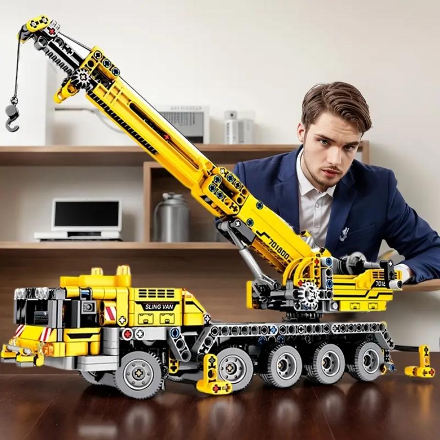 Fashionable 1008pcs City Series Engineering Vehicle Building Set, Crane & Tow Truck Models, Perfect Gift for Collectors
