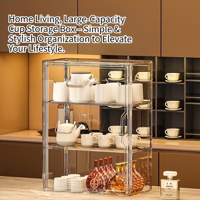 Thick Transparent Acrylic Display Cabinet, Dustproof Stackable Large Capacity Storage Rack, Magnetic Door Handbag Shoe Cosmetic Organizer