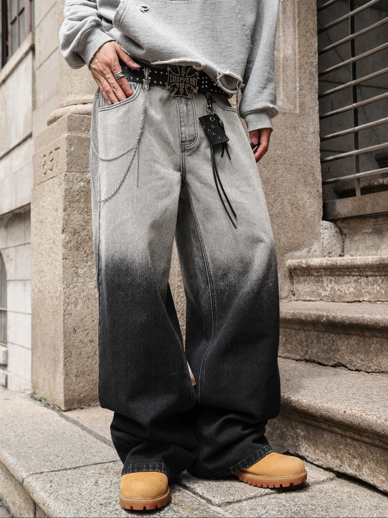 Four-Season Gradient Washed Vintage Loose Straight Jeans, Y2K Street Style Denim Jeans, Perfect Gift for Husband or Boyfriend