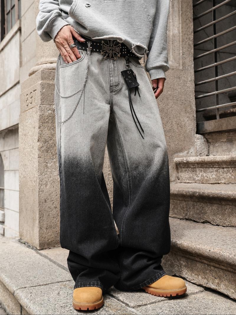 Four-Season Gradient Washed Vintage Loose Straight Jeans, Y2K Street Style Denim Jeans, Perfect Gift for Husband or Boyfriend