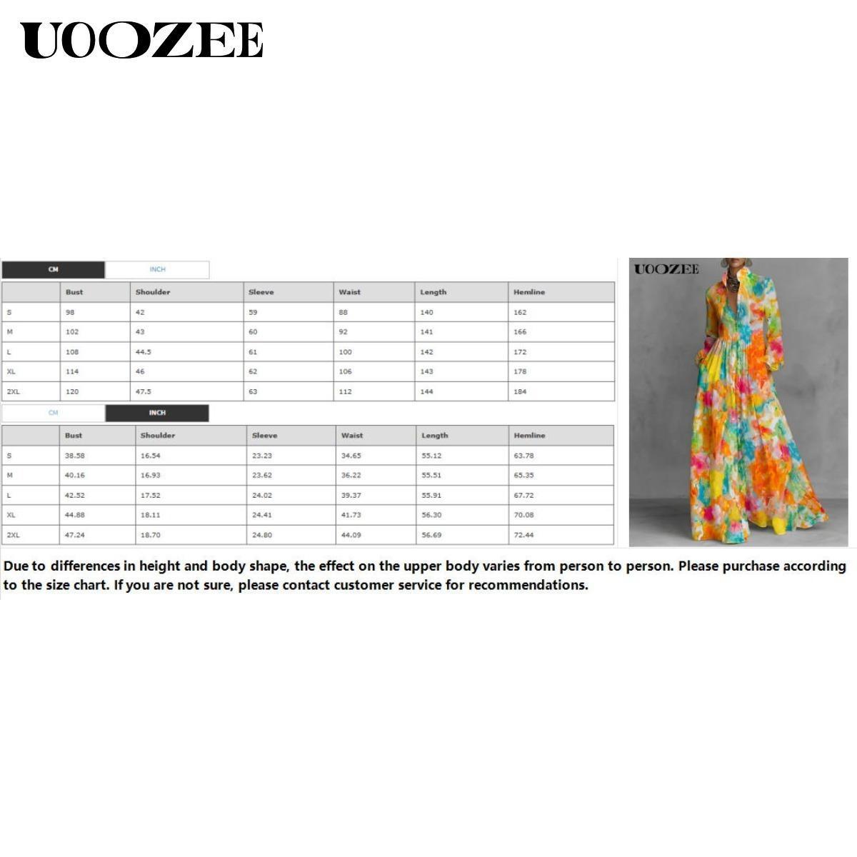 UOOZEE Women's Floral Print Long Sleeve Maxi Dress, Lightweight A-Line Style Polyester Shirt Dress with Pockets for Party, Elegant Dresses For Women