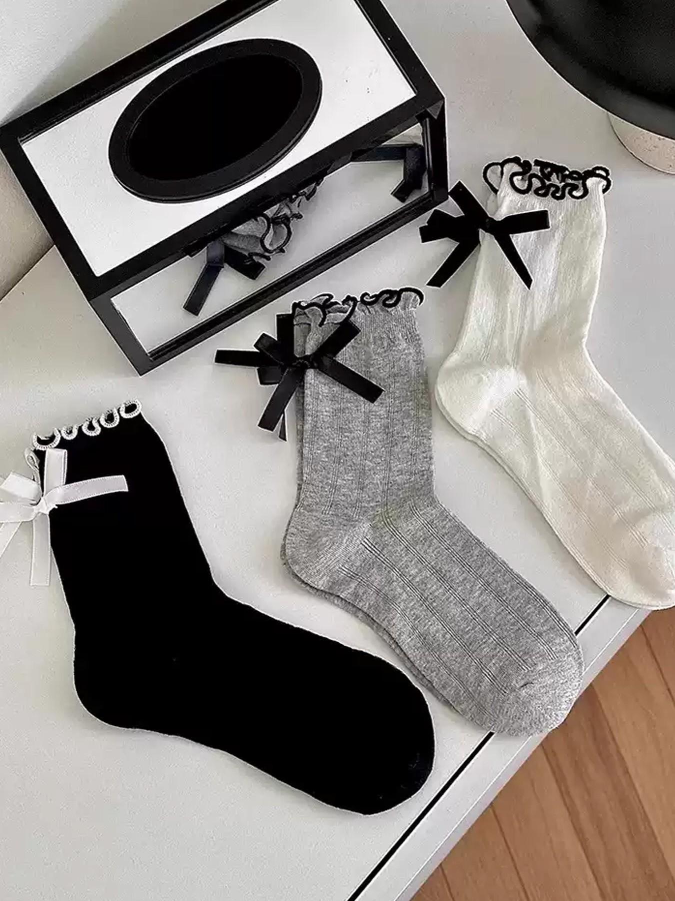 Ruffle Socks Women, Turn-Cuff Frilly Sock, Lightweight Athletic Crew Socks, Cute Butterfly Pattern, Fitted Style, Perfect Gift