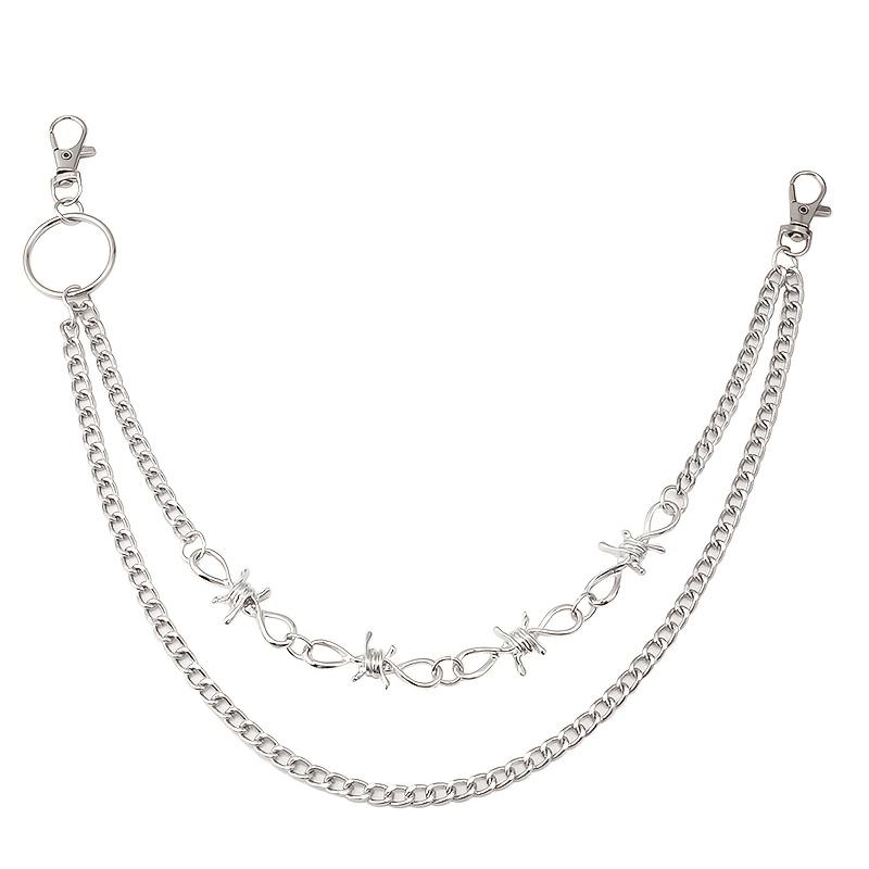 1pc Punk Double-Layer Pant Chain - Edgy Metal Trouser Accessory for Jeans & Shorts. Unisex Streetwear Hip-Hop Jewelry for Club, Party, Concert & Daily Outfits. Great Gift for Gen Z, Festival Goers & Fashion Lovers.
