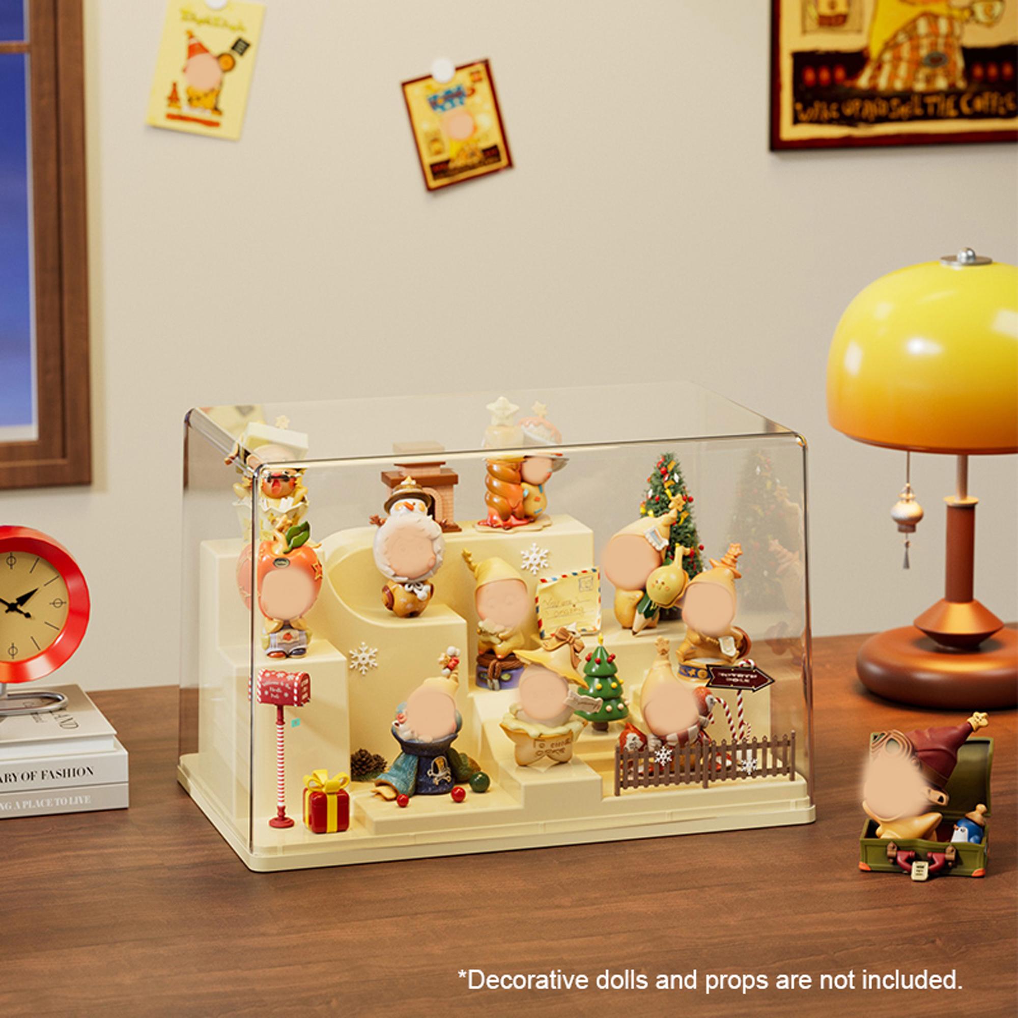Figure Doll Storage Display Case, Dustproof and Moisture-Proof, 3D Structure, Suitable for LABUBU, Skullpanda, DIMOO, HIRONO, MOLLY Collectibles, Desktop Storage Box