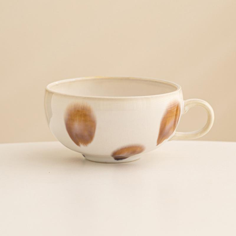 Soup Bowl with Handle, 12oz Coffee Mug, Cozy Mug, Drinking Mug, Ceramic Mug, Cereal Breakfast Cup, Suitable for Milk Desserts, Oatmeal, Microwave Safe, Non-Bone China Material