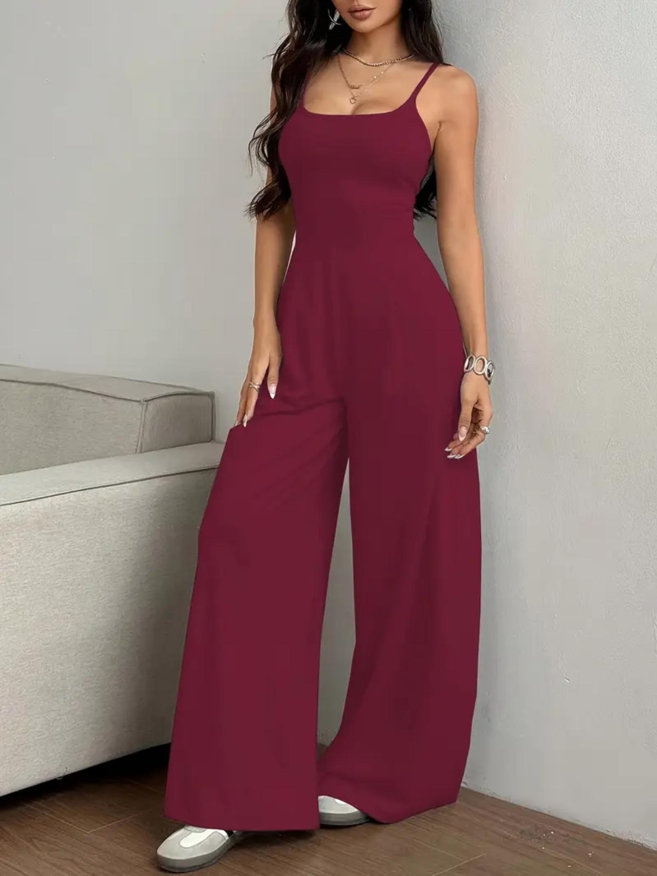 Women's Sexy Backless Jumpsuit Pants, Slim-Fitting Long Pant Design, Perfect for All Seasons, Ideal for Casual & Daily Wear