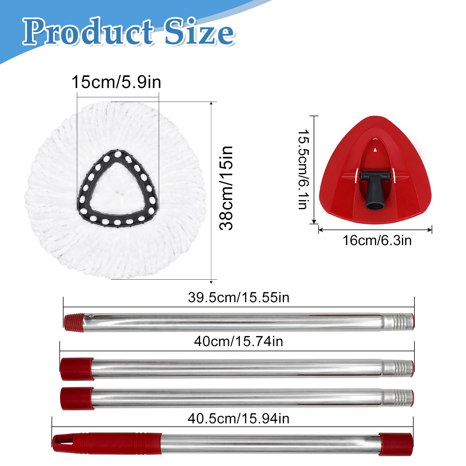 1 set Upgrade Triangle Rotating Mop Set, Includes Mop Handle, Base, Replacement Brush Head and 2Microfiber Refills, Compatible with Vileda/o-Cedar System, Effective and Easy Cleaning Set, Kitchen Bathroom Cleaning Supplies, Christmas, Triangle Mop Heads