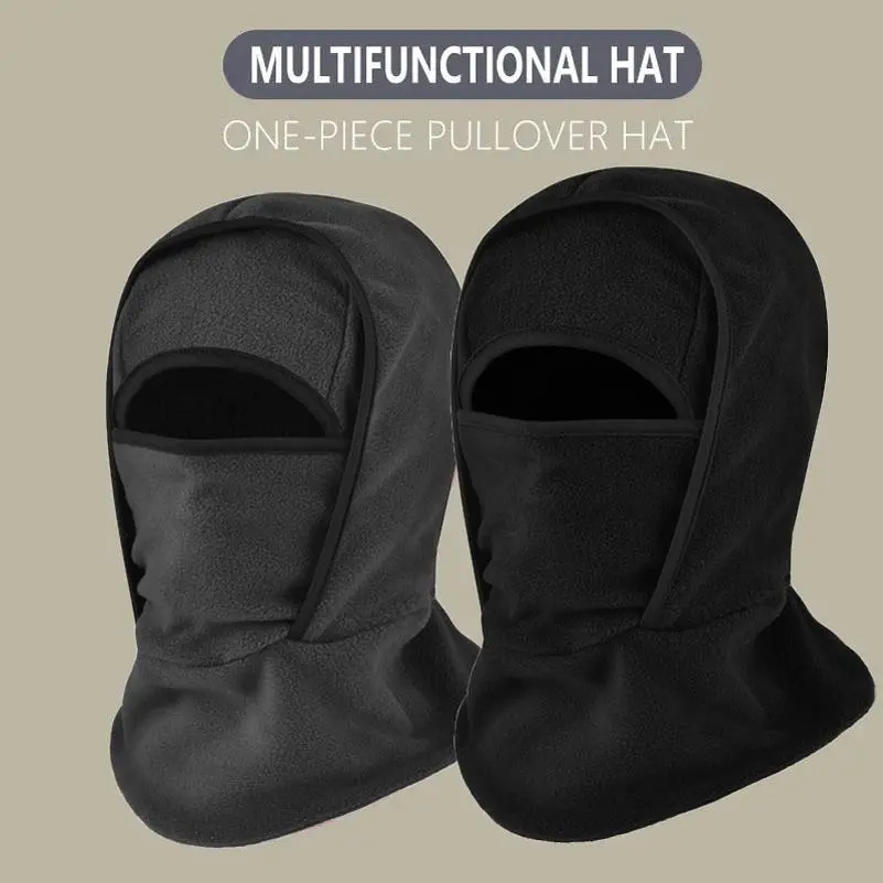 Unisex Warm Fabric Pullover Outdoor Winter Hat - Integrated Fit Neckband, Windproof Sports Head Cover for Cycling, Skiing