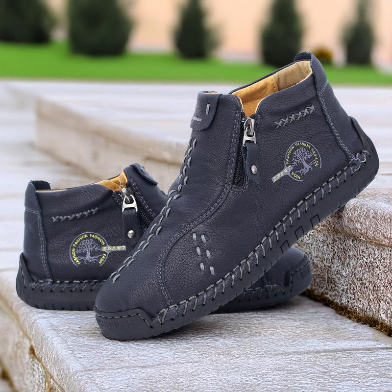 Women Workwear Boots Slip Resistant Durable Leather Outdoor Casual Shoes Boots Fashion Side Zipper Design.