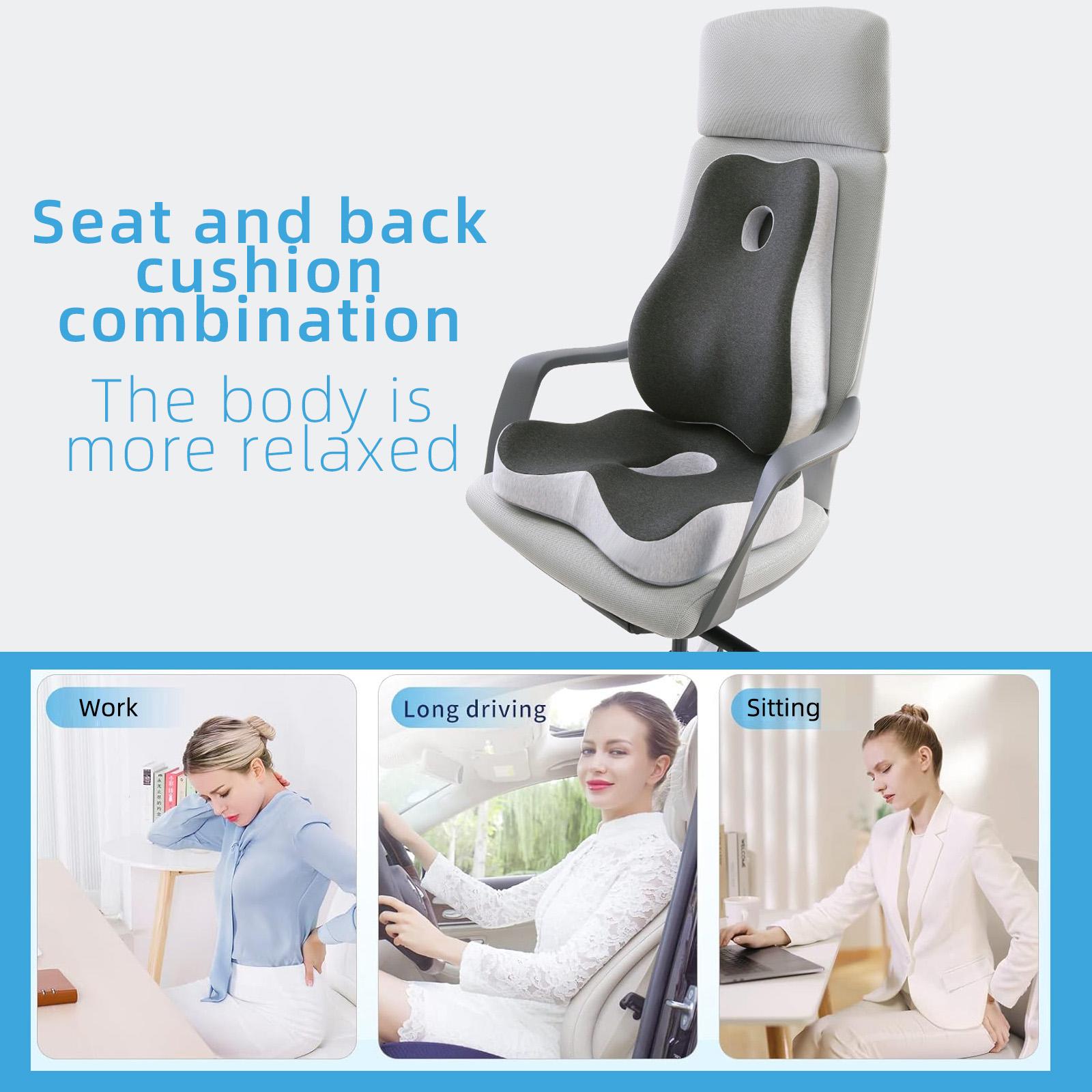 Memory Foam Office Chair Cushion and Lumbar Cushion, Adjustable Swivel Chair Comfy Chair Suitable for Home, Car and Office Use, Hip and Waist Upgrade, Portable and Comfortable with Washable Breathable Mesh, Ergonomic Computer Chair