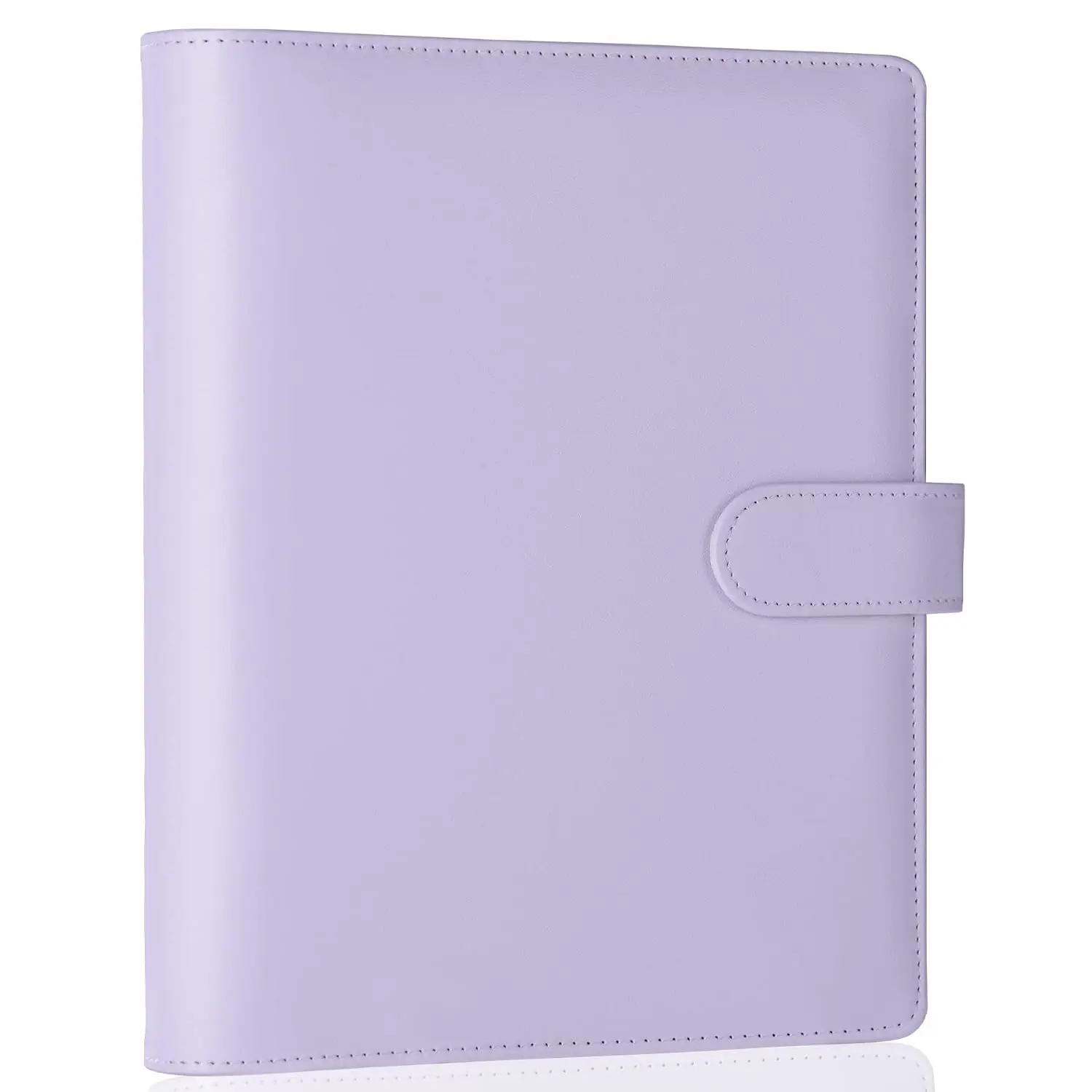 A5 Notebook Binder 6 Ring Refillable Budget Planner Cover for Cash Organizer, PU Leather Aesthetic Photocard Holder Loose Leaf Small Binder with Magnetic Buckle for A5 Planner Inserts, Purple