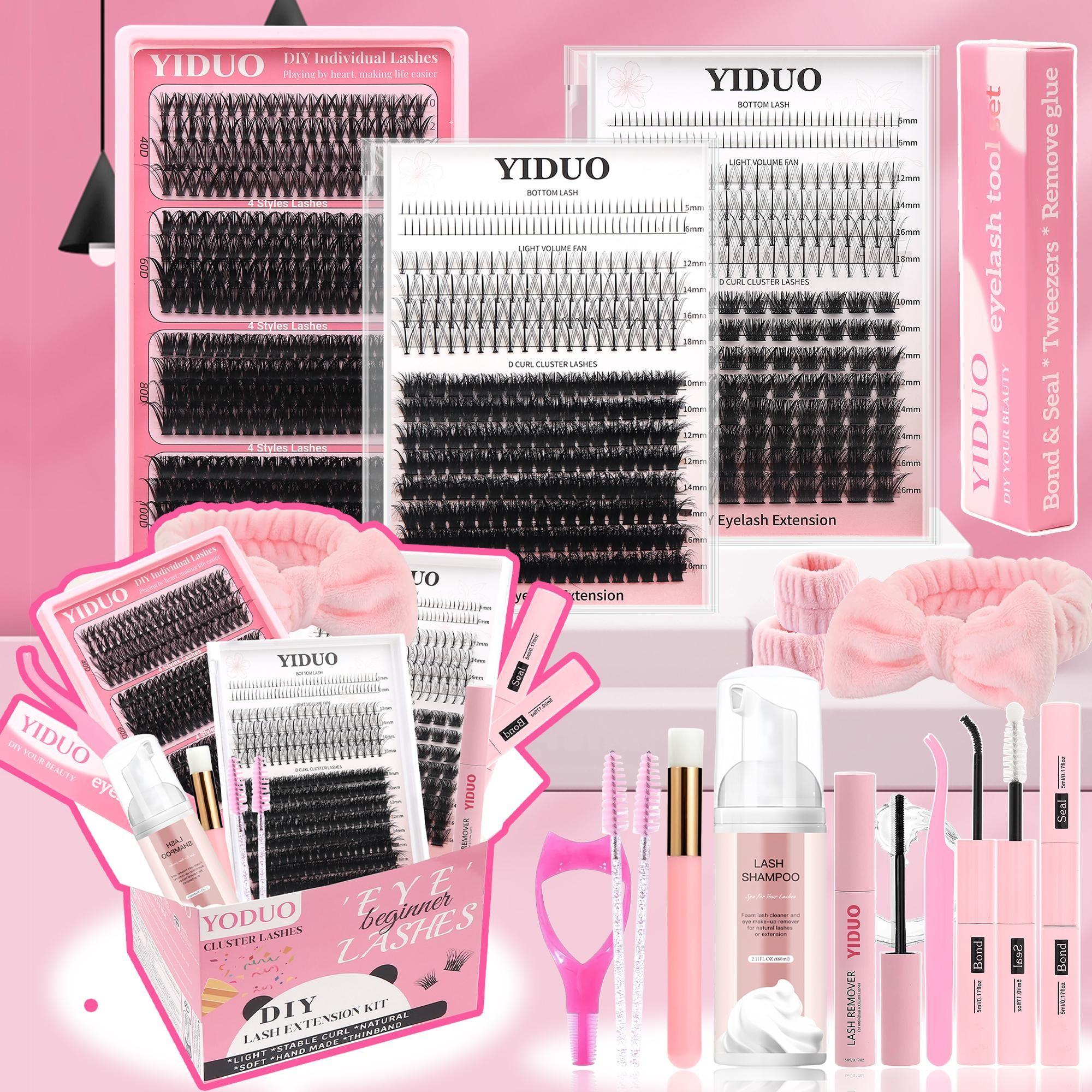 Mixed Length Individual False Eyelashes Kit, Natural Look Eyelash Extensions with Lash Bond & Seal & Remover & Tweezers & Brush & Headbands, Self Grafting Curvature Eyelashes, Eye Makeup Enhancement False Eyelashes, Diy Lashes Cluster #GLOBAL PICKS