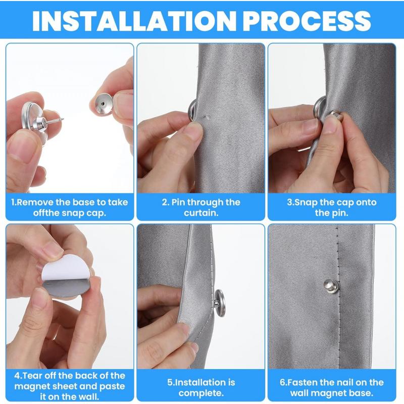 8 pairs Magnetic Curtain Clips, Light Blocking Curtain Magnets to Keep Curtains Closed, for Bedroom Home Office Draperies