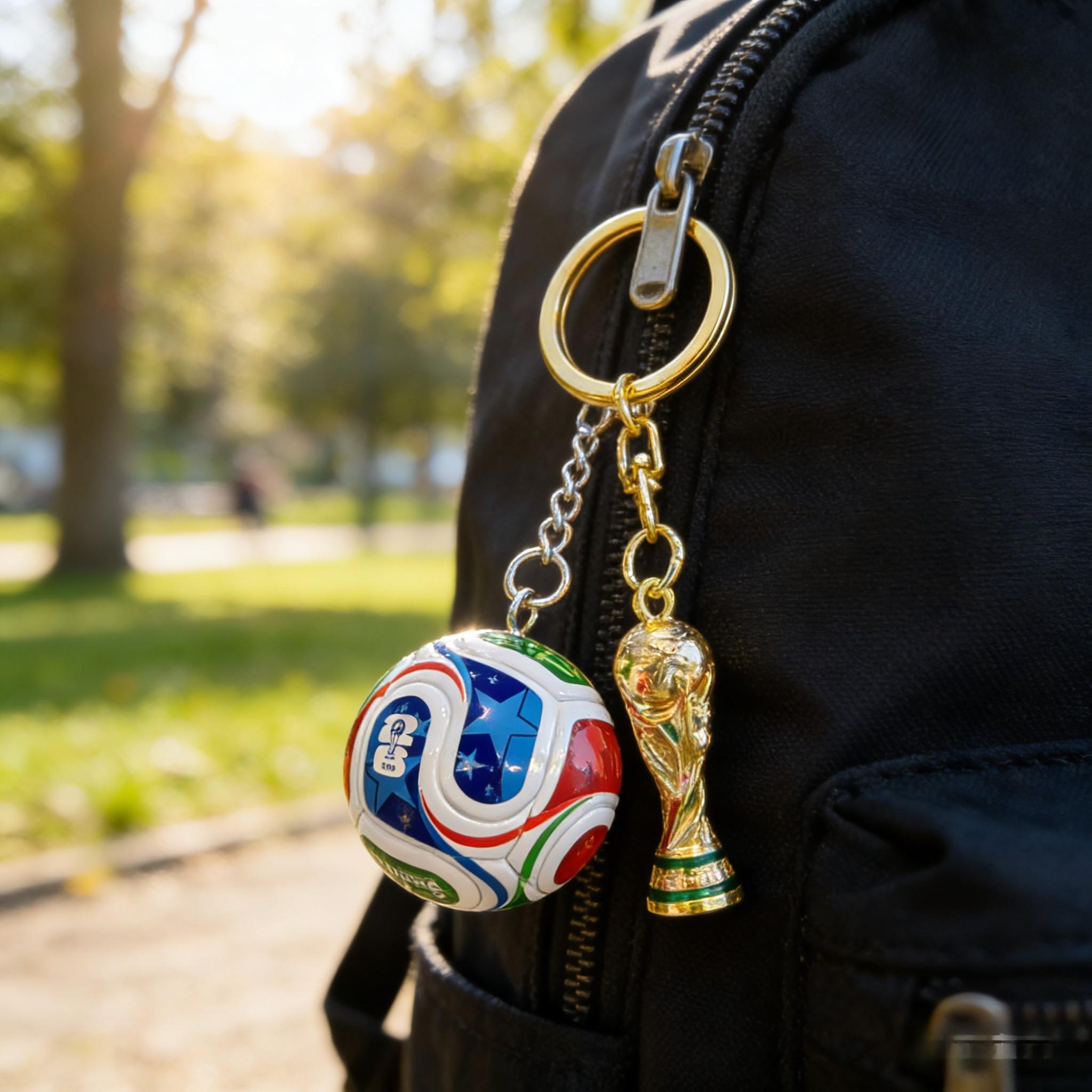 Football Keychain Pendant, Detailed Trophy Decoration, 2026 Usa Canada Mexico World Cup Memorial Gift, Unisex Present, Stylish Keychain