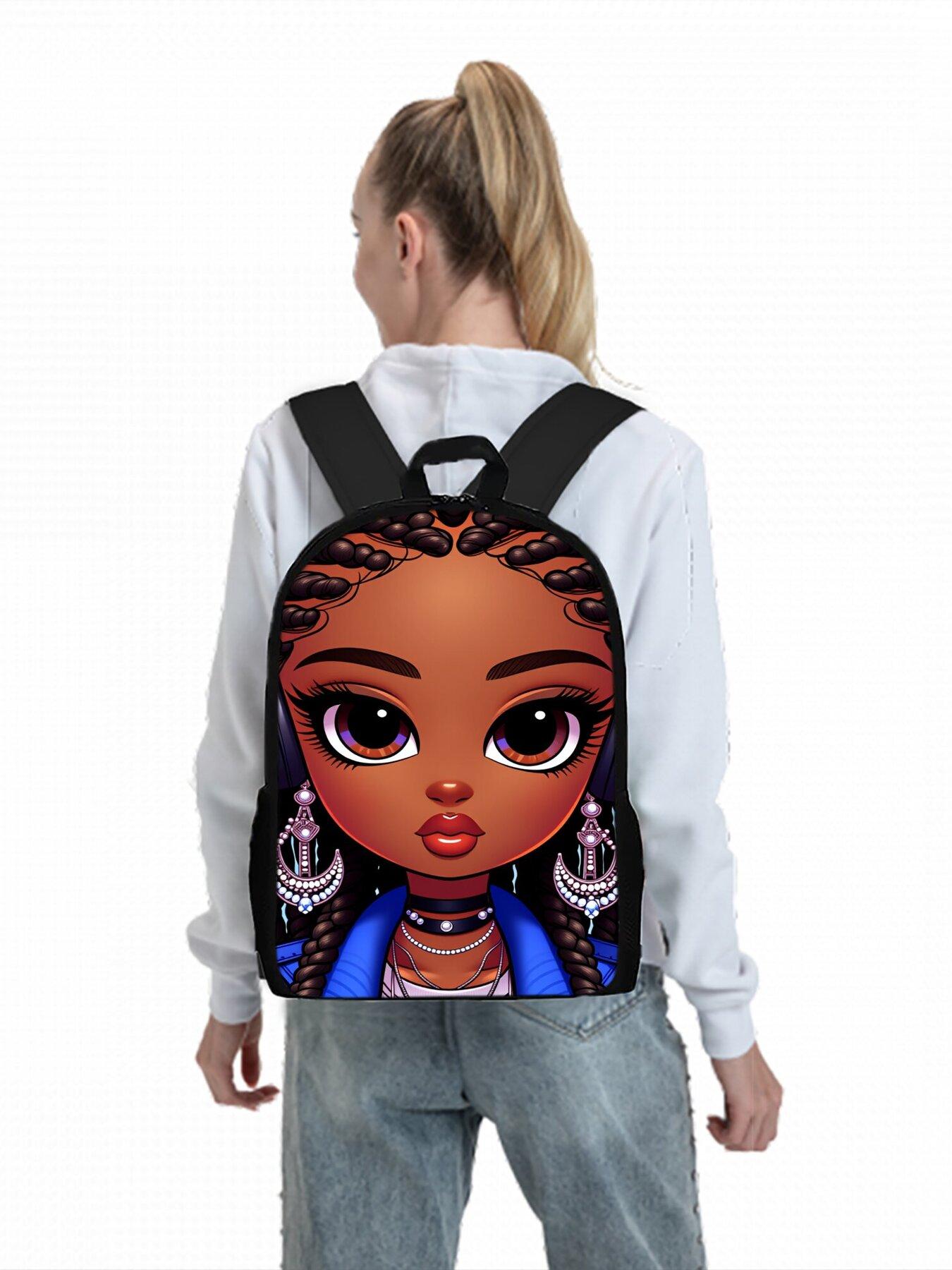 African Girl Pattern Print Single-Layer Backpack