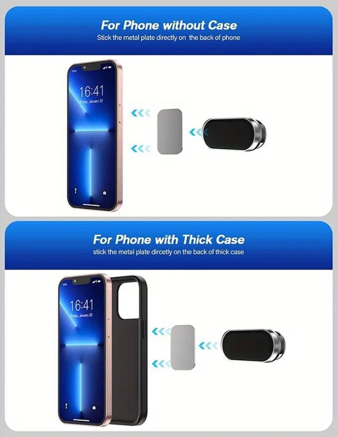 Car magnetic phone holder, compatible with mobile phones and tablets, universal suction cup navigation bracket, 360° rotatable and adjustable, car interior accessory