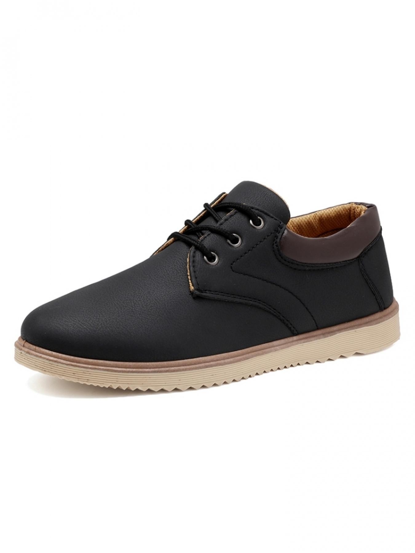 Men's Black Soft Leather Low-Top Casual Leather Shoes, Anti-Slip & Wear-Resistant, Soft Sole Cushioning, Breathable & Non-Stuffy, Daily Commute Business Shoes
