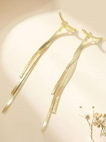 1 Pair Elegant Alloy Tassel Drop Earrings, Simple Iron Post, Versatile for Daily Wear & Parties, Creative Design, Ideal for Valentine'S Day Gift, All-Season Jewelry, High Quality Earrings