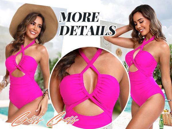 Tempt Me Women's One Piece Swimsuit - Sexy Cutout Bathing Suit Tummy Control Criss Cross Swimwear 2026