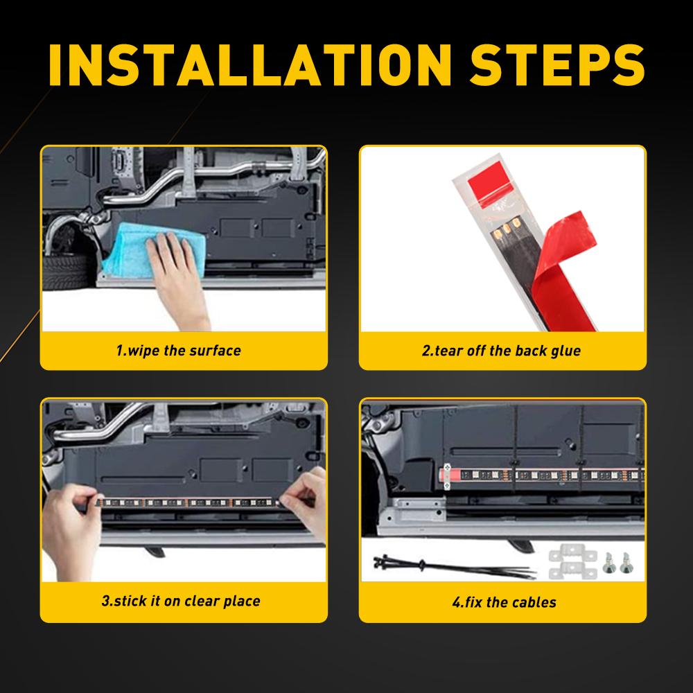 AUXITO RGB LED Strip Under Car Tube Underglow Underbody System Neon Light Lamp Kit