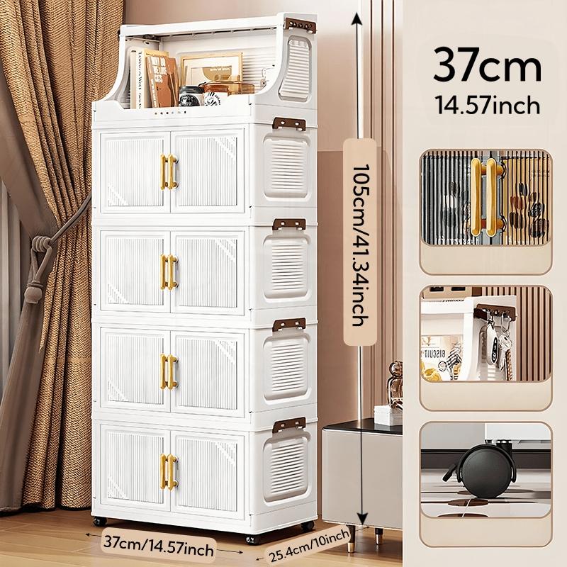 1pc Multifunctional Foldable Storage Cabinet - Heavy-duty Plastic Storage Box with Open Shelves, Space-saving Foldable Design, Suitable for Living Room, Bedroom, Kitchen, Office - Ideal Gift for Home Organization and Small Spaces, Cabinet Storage