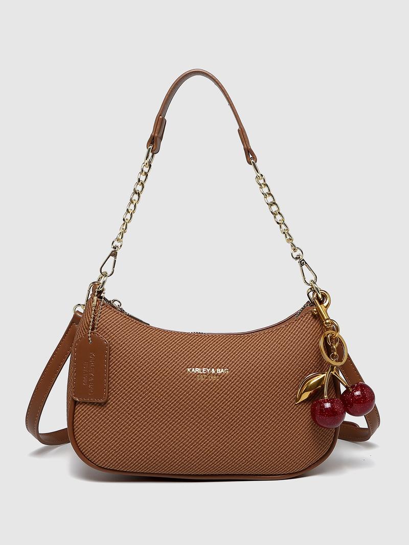 Women's Solid Color PU Leather Shoulder Bag, Adjustable Strap Office Crossbody Bag, Fashionable Durable Design for Daily Use