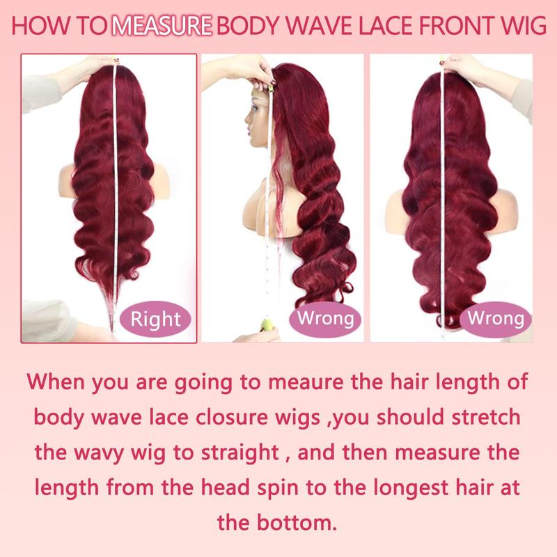 Bling Hair 99J Burgundy Lace Front Wigs Human Hair 13x6 Body Wave Lace Front Wigs Human Hair Pre Plucked 180 Density HD Transparent Red Colored Wigs Human Hair for Women with Baby Hair