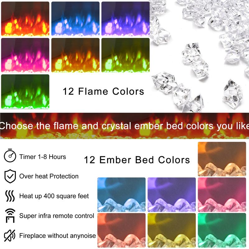 【2Packages Shipping】70in/80in TV Stand with Fireplace Up to 80" TVs/90" TVs, High Gloss LED Fireplace TV Stand Entertainment Center for 70/75+/80/90 inch TV, Modern Media TV Console Cabinet for Living Room,Black/white