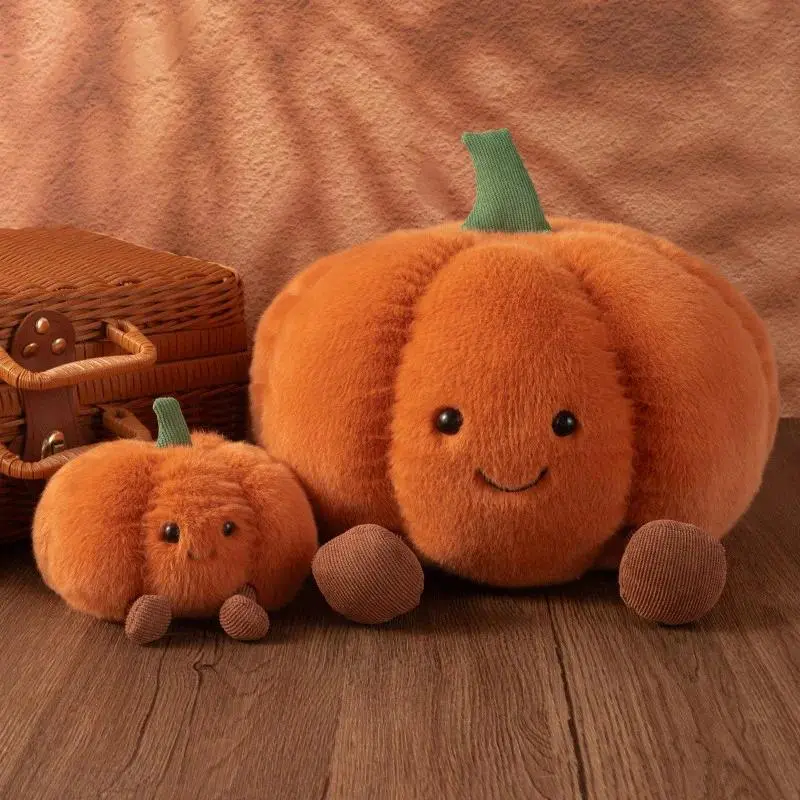 Cartoon Pumpkin Plushies Soft Stuffed Pumpkin Doll with Smile Face Halloween Decorations Plant Stuffed Doll Holiday Throw Pillow