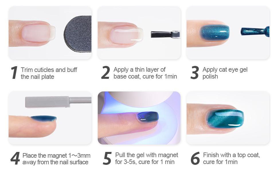 GAOY Aurora Borealis Cat Eye Uv Gel Nail Polish Set with Magnet, Glitter Galaxy for Holographic Cat Eye Holiday Gift Pick, Salon Gel Manicure and Nail Art DIY at Home