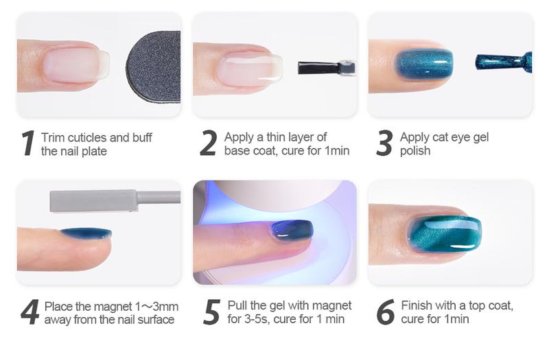 GAOY Aurora Borealis Cat Eye Uv Gel Nail Polish Set with Magnet, Glitter Galaxy for Holographic Cat Eye Holiday Gift Pick, Salon Gel Manicure and Nail Art DIY at Home