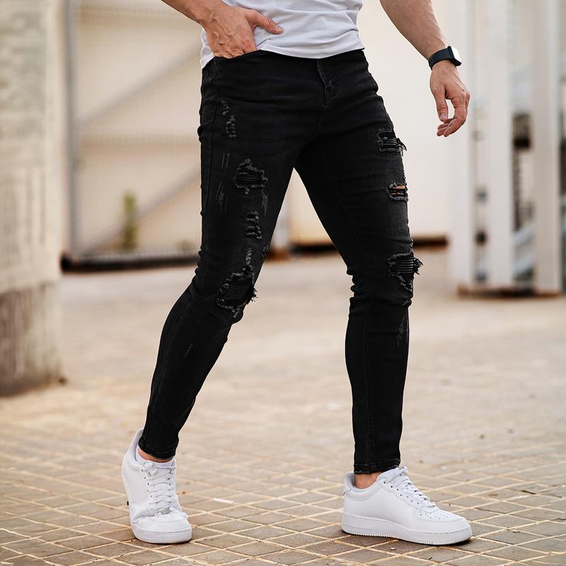 GINGTTO Men's Slim Fit Ripped Stretch Skinny Jeans Distressed Tapered Leg Fashion Pants