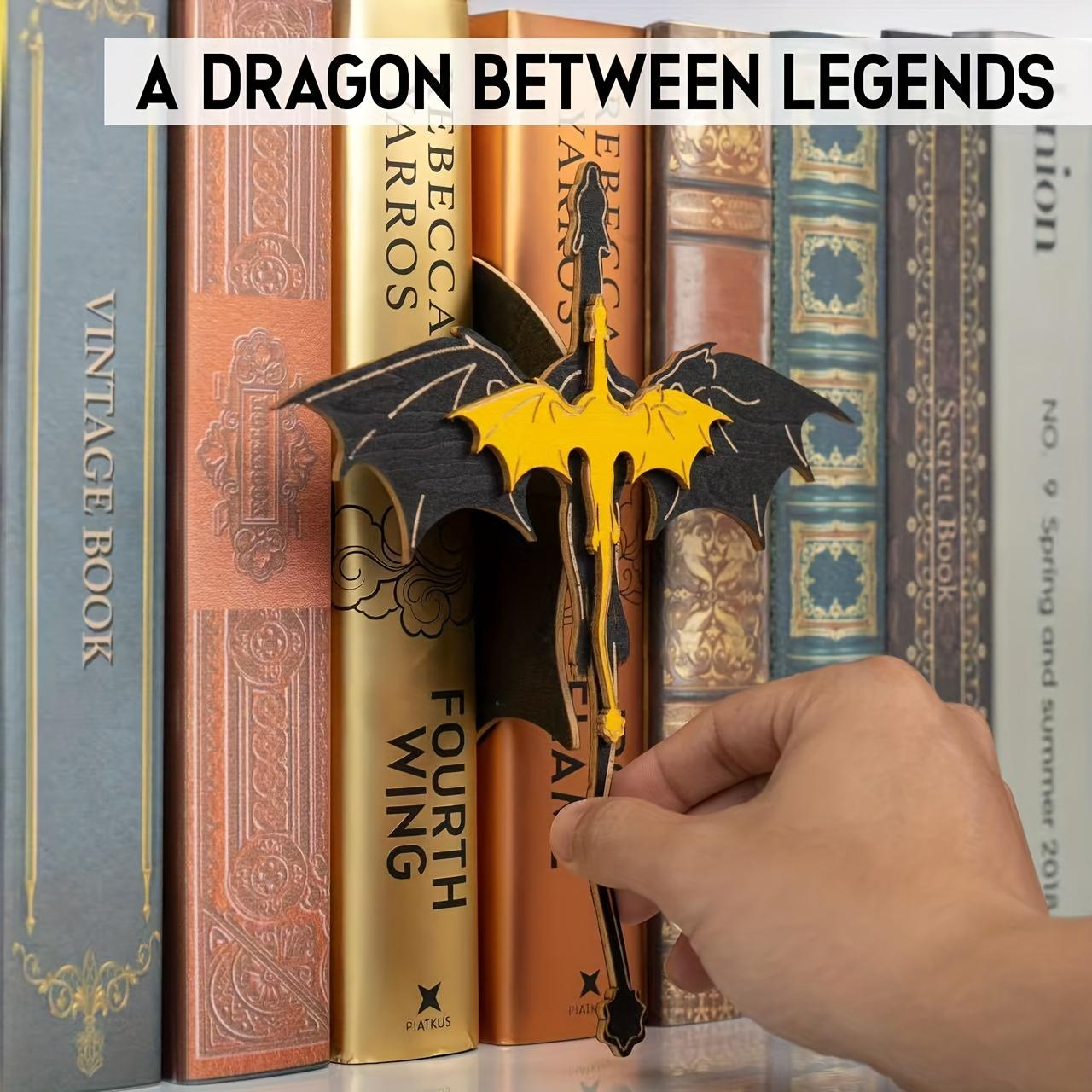 3D Wood Dragon Totem, Iron Flame Decor, Acotar & Glass Throne Fantasy Bookshelf, Multi-Functional Book Corner Decor, Perfect Christmas Gift