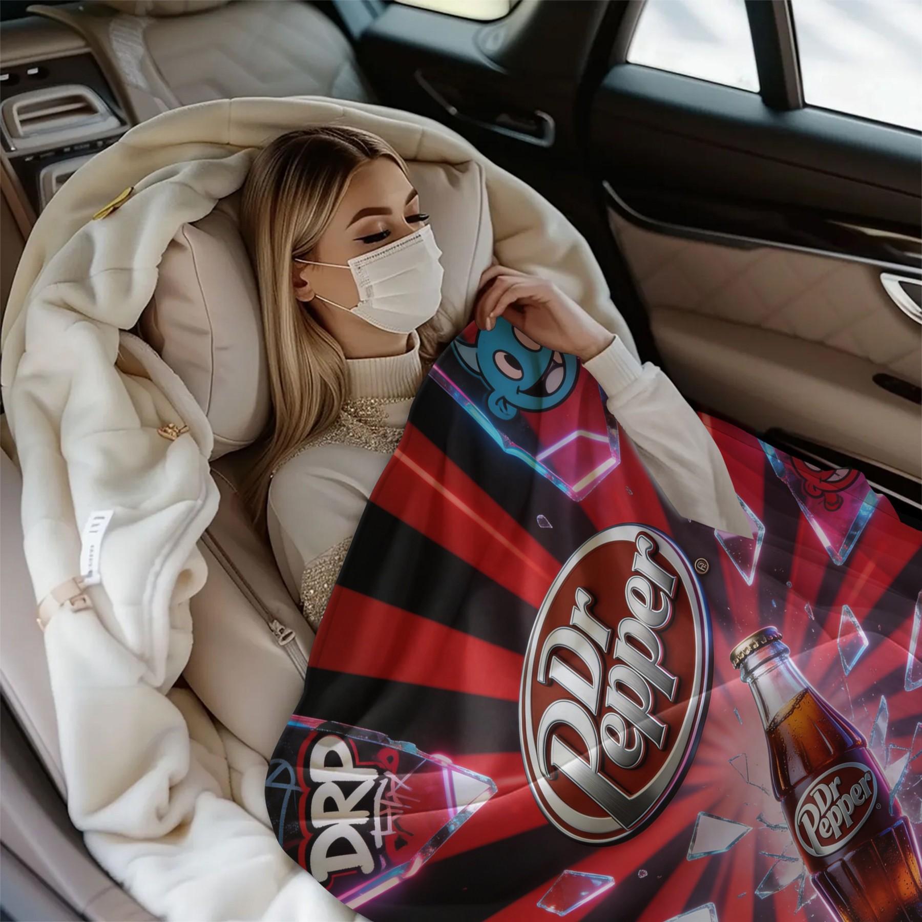 Dr Pepper Street Style Flannel Throw Blanket, Streetwear Soda Graffiti Blanket, Multiple Sizes Available for Various Scenarios, Foldable for Easy Storage, Ideal for Camping and Short Trips, Ideal Gift for Friend