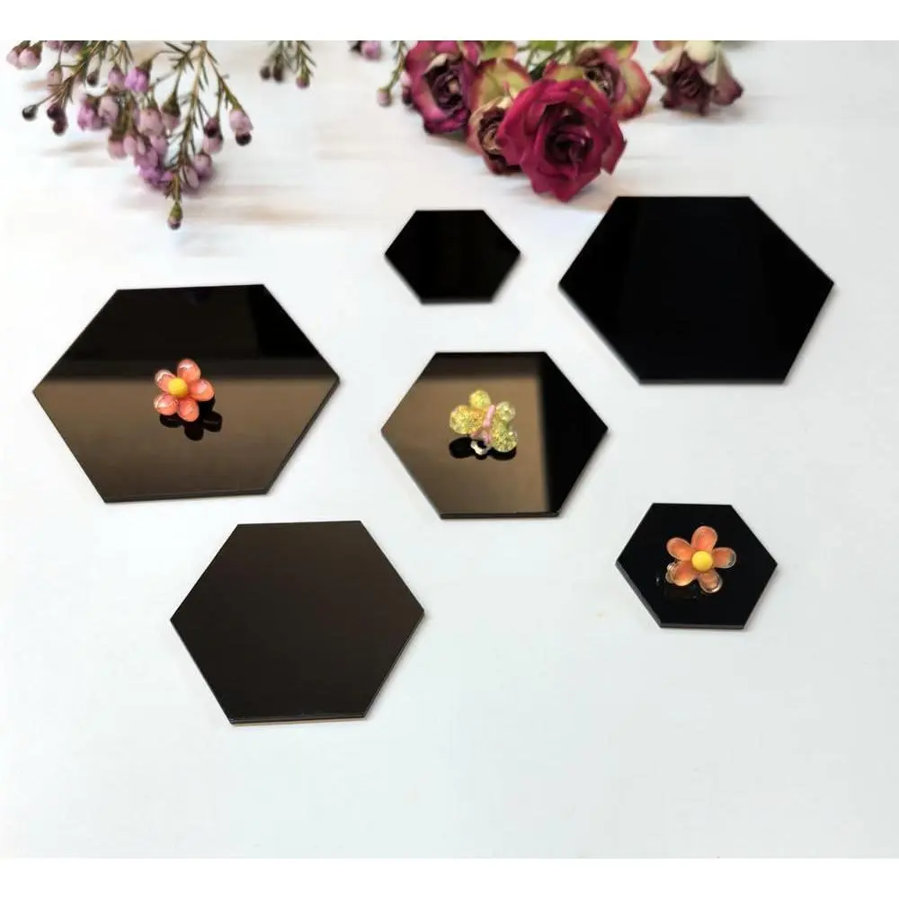 Set of 20 Acrylic Hexagon Blanks,Cast Hexagon Plexiglass Sheet for Setting Banquet Decor Classic Style(Black, 3'')