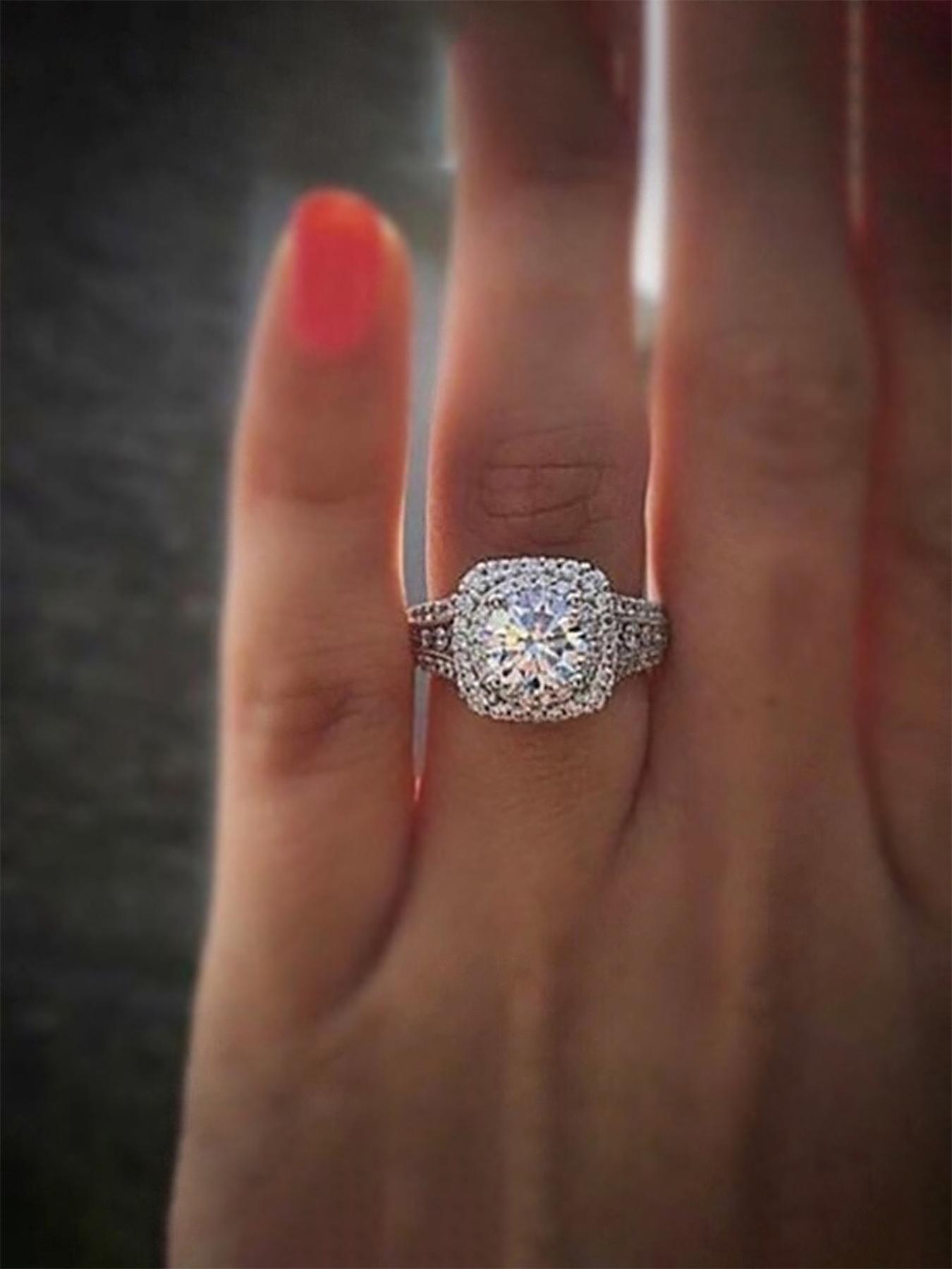 S925 Sterling Silver Fashion Elegant Artificial Diamond Ring, Luxury Jewelry for Women, Trendy All-match & Exquisite Jewelry for Birthday Gift, Artificial Zircon Rings