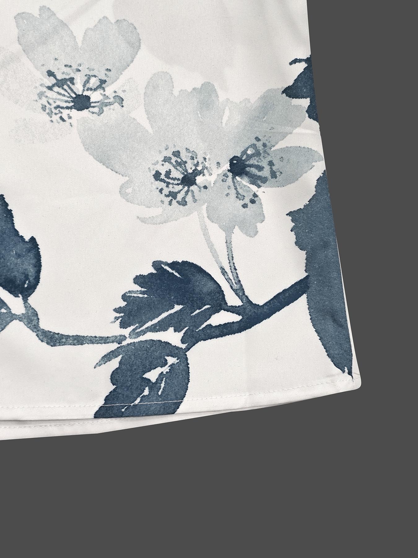 Women's Floral & Leaf Print Button Decor Shirts, Casual Elegant Bishop Sleeve Top for Daily Wear, Ladies Clothes for All Seasons, Button Up Blouse