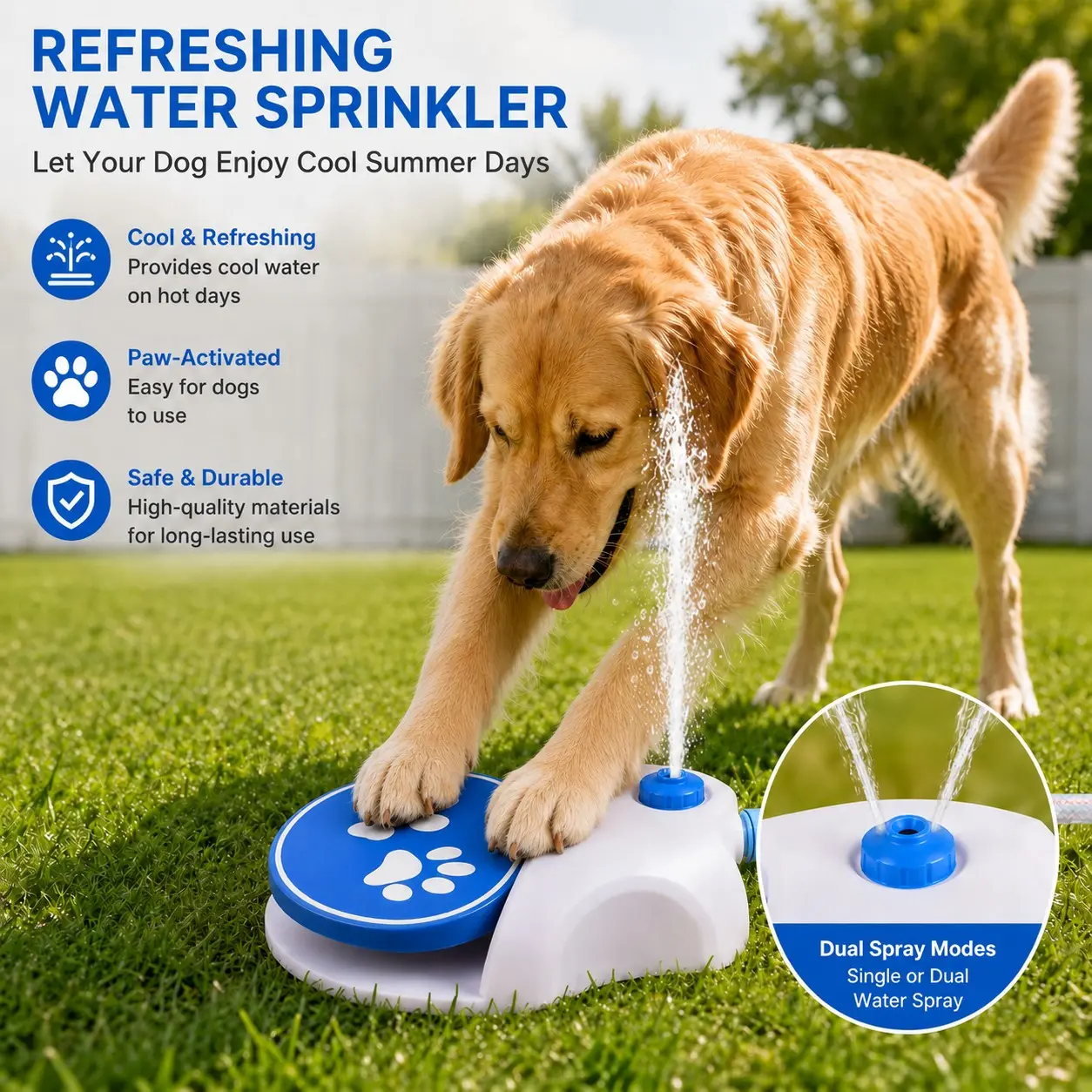 Pet Automatic Watering System, Outdoor Pet Fountain for Dogs & Cats, Step Press Drinking Machine, Ideal for Backyard Summer Fun