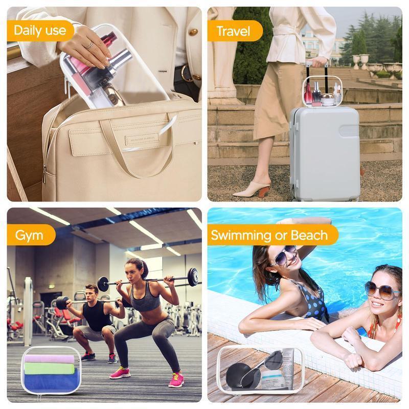 Organizer Storage Box 3Pcs/Set, Hard Zipper Case Toy Storage Bins Travel Organizer Waterproof Transparent Case  Pencil Case Toiletry Pouch  Cosmetic Bag White,Large Capacity,Portable & Versatile Organizer capson  display crayon  boxes wardrobe rack